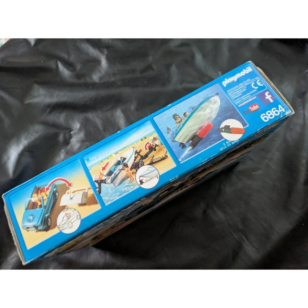 Playmobil Summer Fun Speedboat with Passenger Car Trailer Set 6864 New Sealed